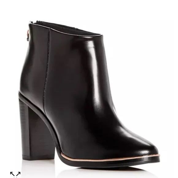 Ted Baker Vaully Leather Ankle Booties Almond Toe Boots in Black Size 36.5 NEW - Picture 1 of 12